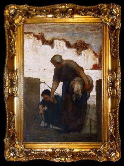 framed  Honore  Daumier The Washerwoman, ta009-2